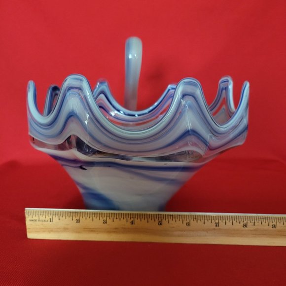 Mid Century Marble Swirl Swan Vase Large Bowl Planter Centerpiece - Picture 9 of 12